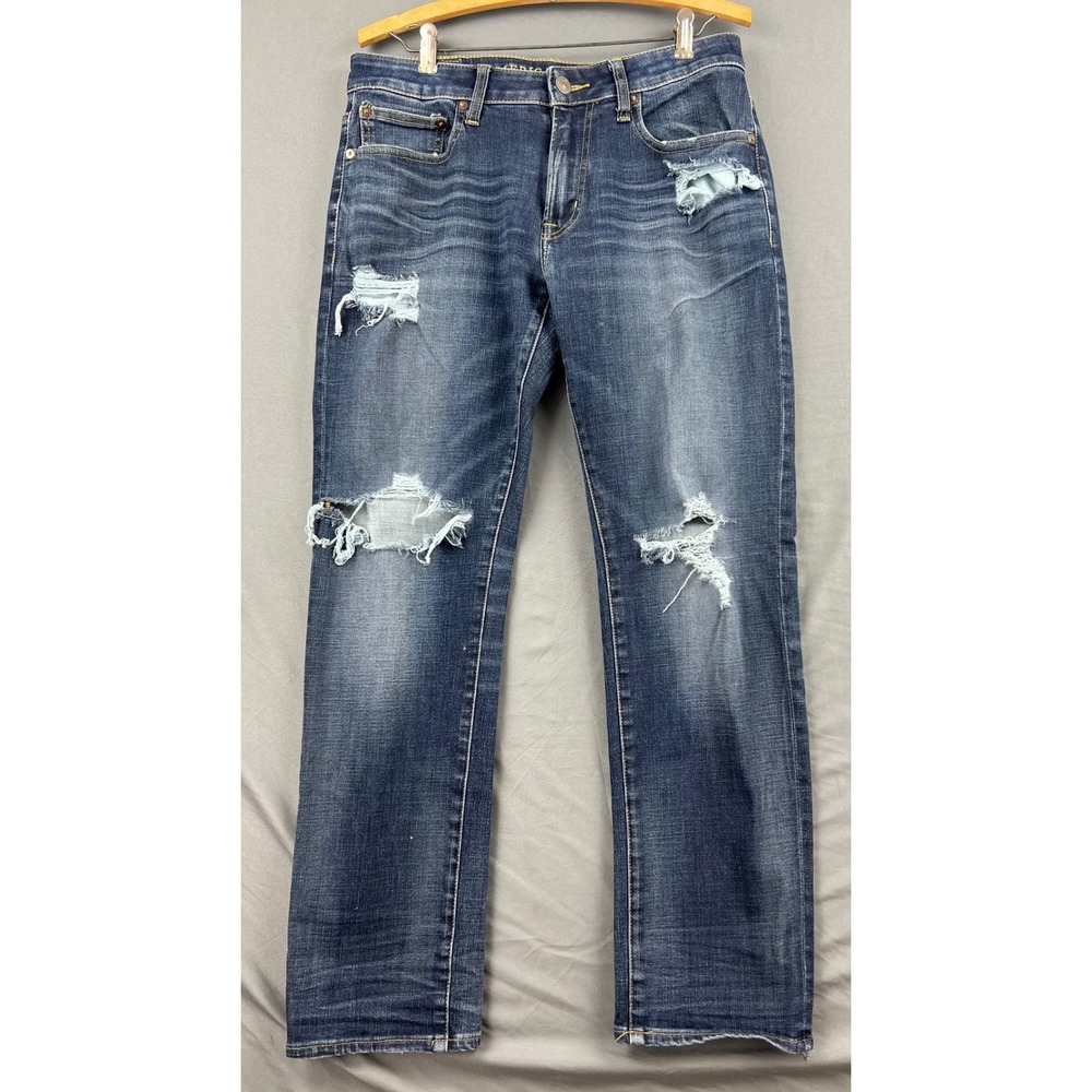 American Eagle Jeans Mens 31x30 Extreme Flex Dark Wash Distressed Ripped Blue